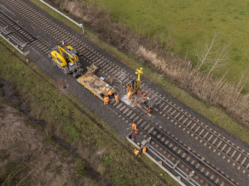Eine Luftbildaufnahme der Baugrunderkundungen